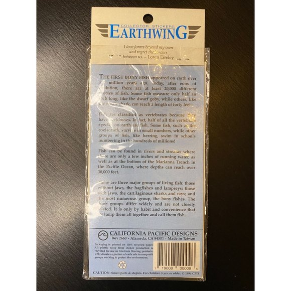 VINTAGE PUFFY STICKERS Fish - Lot of 3 California Pacific Designs 1994 Earthwing - Picture 7 of 7